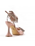 Mixed-material heeled sandal