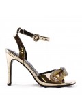 Mixed-material heeled sandal