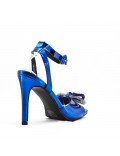 Mixed-material heeled sandal