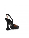 Mixed-material heeled sandal