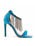 Mixed-material heeled sandal