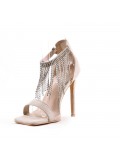 Mixed-material heeled sandal