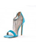 Mixed-material heeled sandal