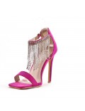 Mixed-material heeled sandal