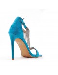 Mixed-material heeled sandal