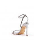 Mixed-material heeled sandal