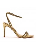 Mixed-material heeled sandal