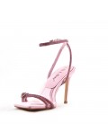 Mixed-material heeled sandal