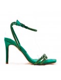 Mixed-material heeled sandal