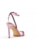 Mixed-material heeled sandal