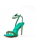 Mixed-material heeled sandal