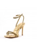 Mixed-material heeled sandal