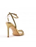 Mixed-material heeled sandal