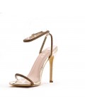 Mixed-material heeled sandal