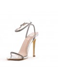 Mixed-material heeled sandal