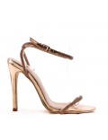 Mixed-material heeled sandal