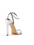 Mixed-material heeled sandal