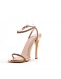 Mixed-material heeled sandal