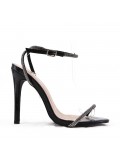 Mixed-material heeled sandal