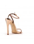 Mixed-material heeled sandal