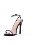 Mixed-material heeled sandal