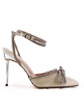 Mixed-material heeled sandal