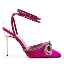 Mixed-material heeled sandal