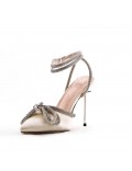 Mixed-material heeled sandal