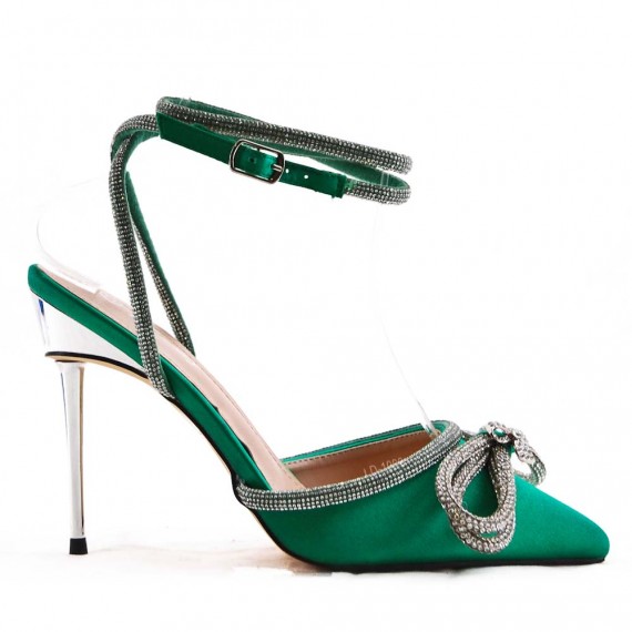 Mixed-material heeled sandal