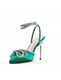 Mixed-material heeled sandal