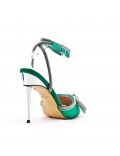 Mixed-material heeled sandal