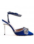 Mixed-material heeled sandal