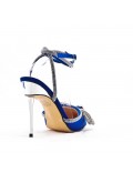 Mixed-material heeled sandal