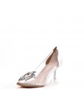 Women's faux leather heeled pumps