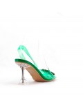 Mixed-material heeled sandal