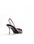 Mixed-material heeled sandal