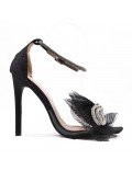 Mixed-material heeled sandal