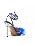 Mixed-material heeled sandal