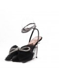 Mixed-material heeled sandal