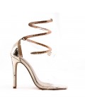 Mixed-material heeled sandal