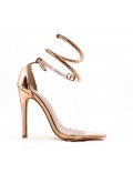 Mixed-material heeled sandal