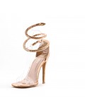 Mixed-material heeled sandal