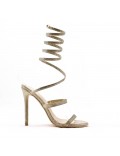 Mixed-material heeled sandal