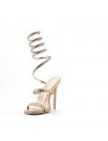 Mixed-material heeled sandal