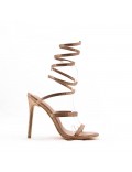 Mixed-material heeled sandal