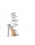 Mixed-material heeled sandal