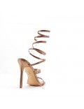 Mixed-material heeled sandal