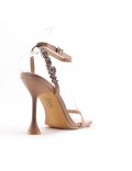 Mixed-material heeled sandal