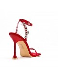 Mixed-material heeled sandal