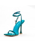 Mixed-material heeled sandal